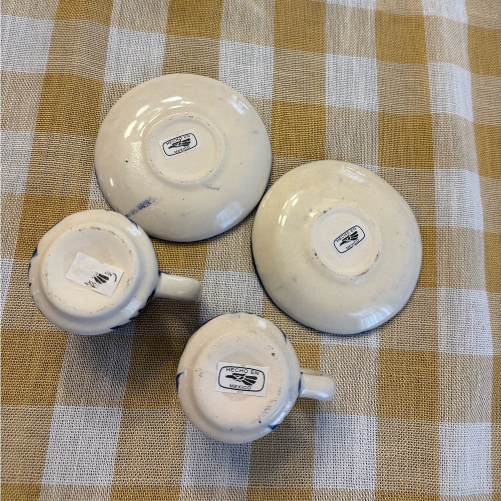 Mexican painted espresso cups and saucers - set of two - Picture 6 of 6